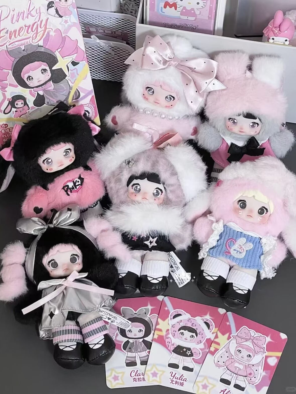 A Set Of 6pcs Top Toy Nommi Pinky Energy Series Blind Box Confirmed Plush Doll