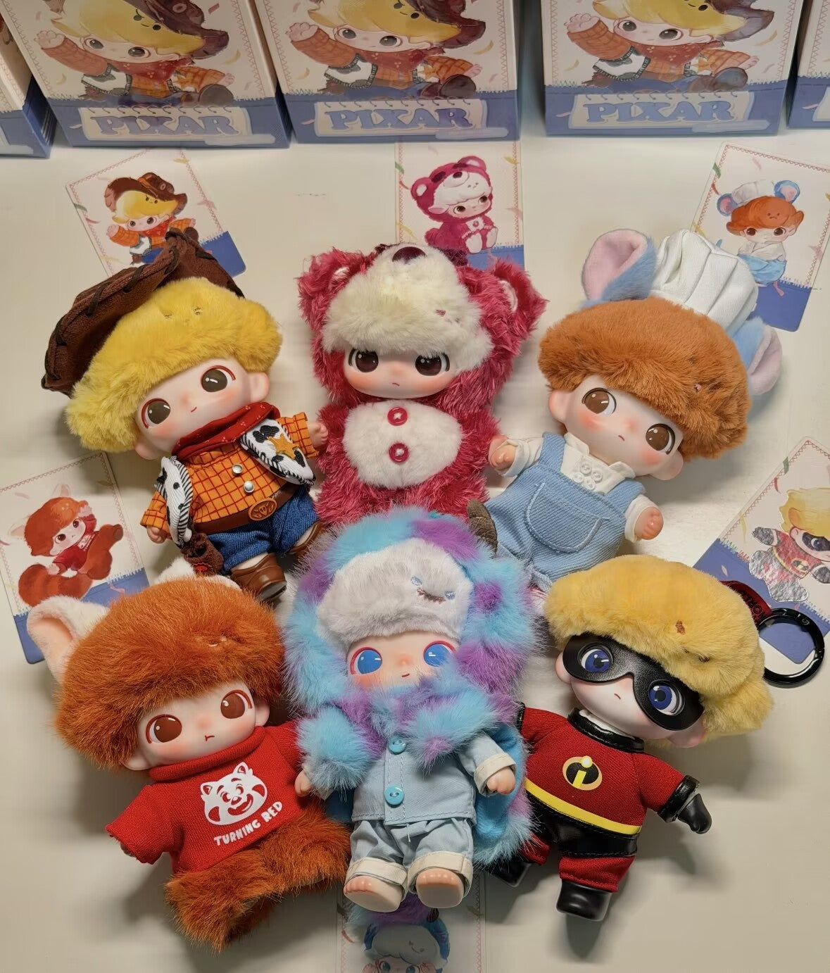 Authentic DIMOO WORLD x PIXAR Series Blind Box Figures Toy Plush Pendant Doll