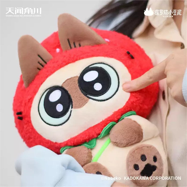Moe Azukisan Red Strawberry 10.2In Plush Action Figure Siamese Cat Cute Official