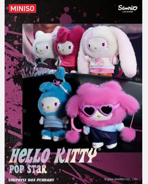 Miniso Hello Kitty Pop Star Series Plush Confirmed Blind Box Figure Gift Toy