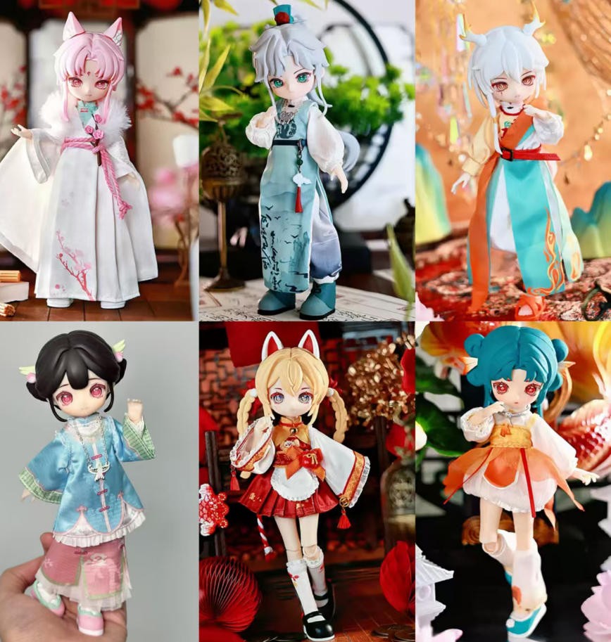 6Pcs Ta Feng Yin 18.5m/7.2in Bjd Dolls Dressable Action Figures Official Gift
