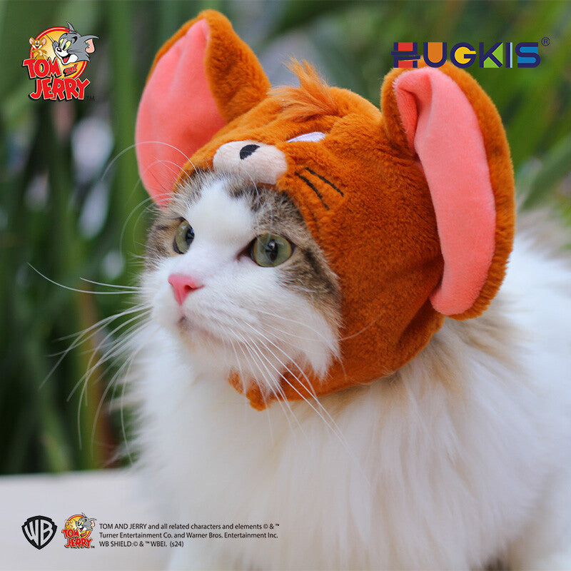 Hugkis Tom and Jerry Pet Plush Head Cover Jerry Type Hat 5.5In Anime Accessory