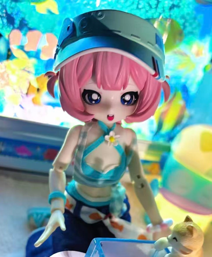 Whirly Radio Waves Ocean Sweet Girl 25.6cm/10In Bjd Dressable Action Figure Gift