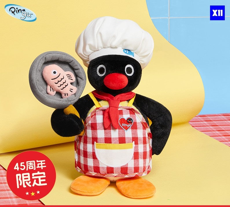 Pingu Chief Cook 45Th Anniversary 7.8In Dressable Plush Action Figure In Stock