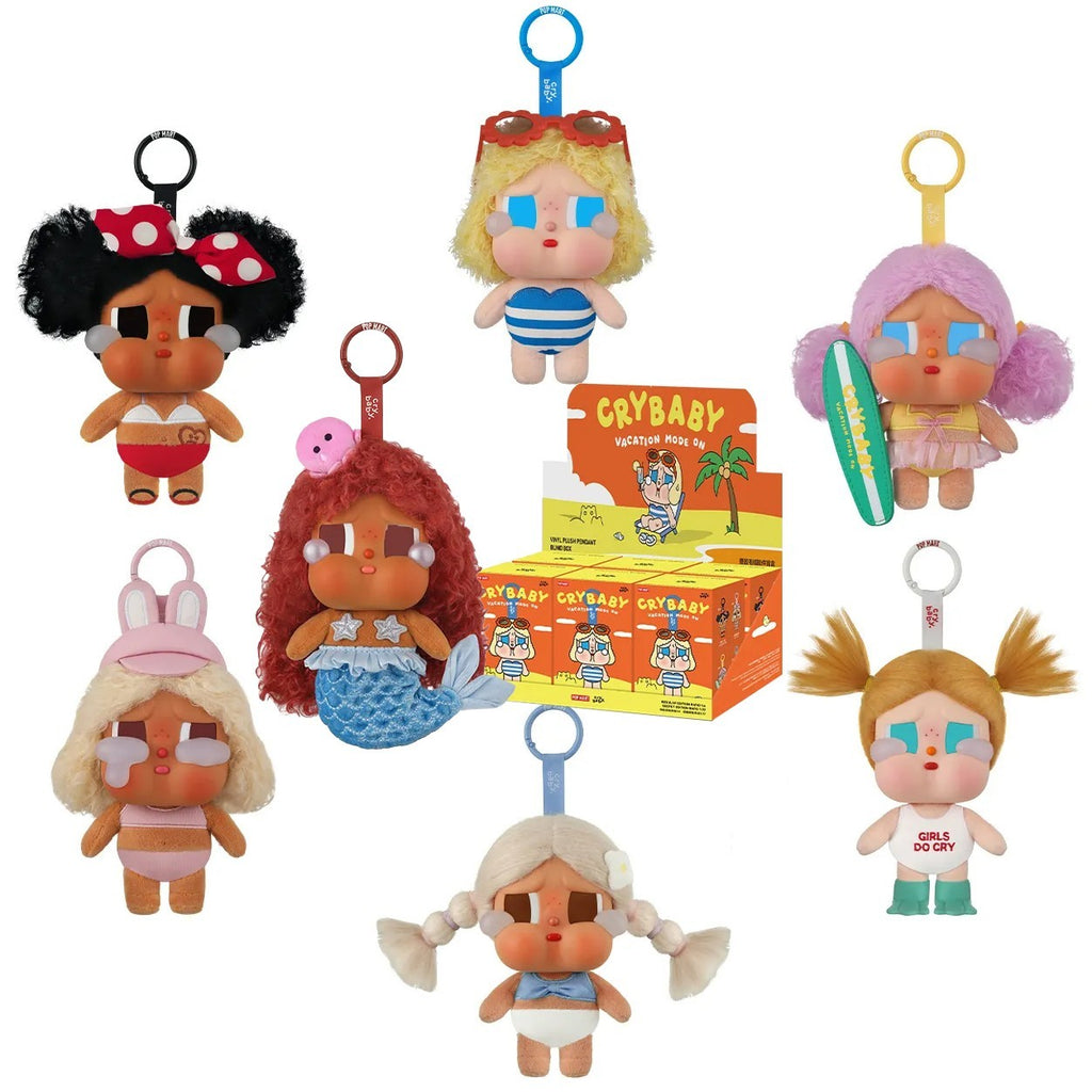 POP MART x Crybaby Vacation Mode On Series Vinyl Plush Key Pendant Figure Doll