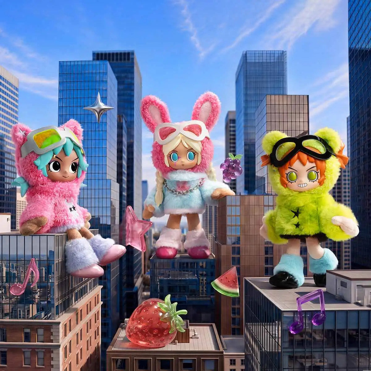 POP MART Peach Riot Fruit Punch Series Plush Doll Pendant 6.22inches Authentic