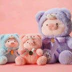 Lulu The Piggy Teddy Lavender Peach Pink Sky Blue 5.5" 11.4" Plush Doll Limited