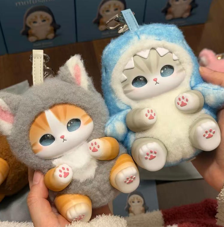 6Pcs Mofusand Kiramekko Fluffy Kittens Collectible Plush Vinyl Pendants Gift