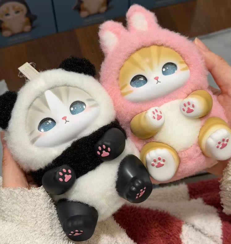 6Pcs Mofusand Kiramekko Fluffy Kittens Collectible Plush Vinyl Pendants Gift