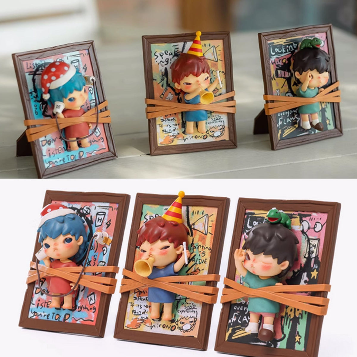 Authentic Hirono Listening Saying Seeing Series 11.2cm Figure Full Set 3
