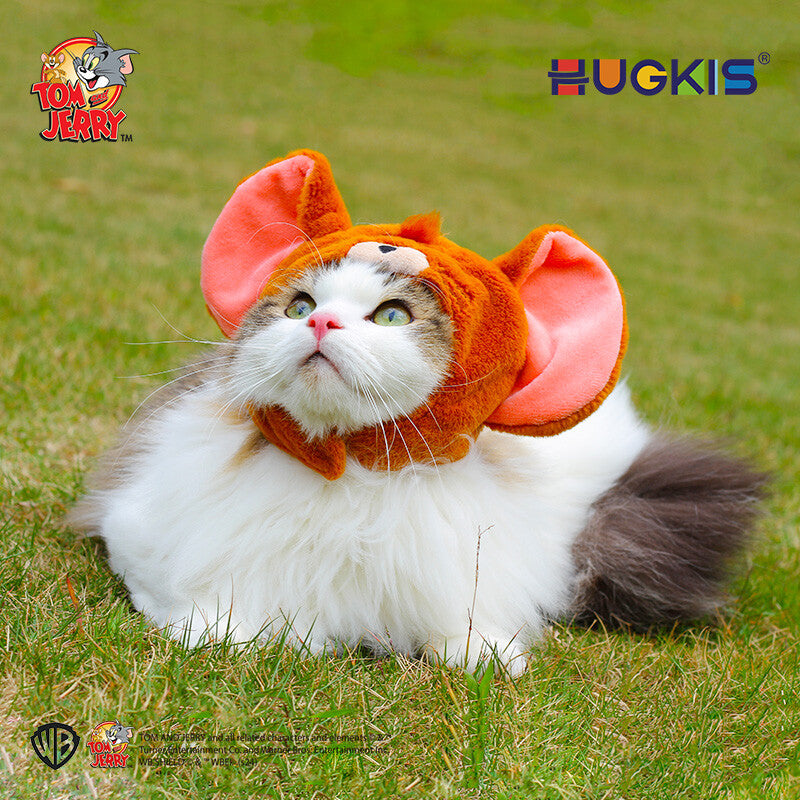 Hugkis Tom and Jerry Pet Plush Head Cover Jerry Type Hat 5.5In Anime Accessory