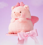 Lulu The Piggy Pink Pig with Bowknot 20cm/7.8In Plush Bag Cute