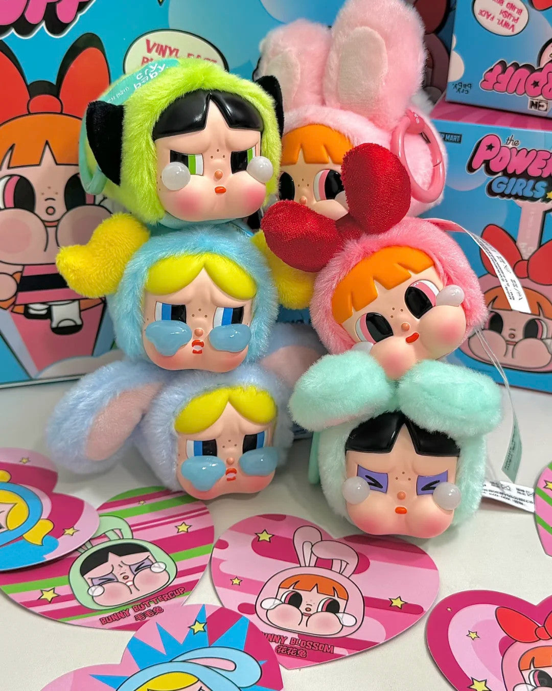POP MART CRYBABY Powerpuff Girls Series Vinyl Face Plush Pendant Blind Box of 6