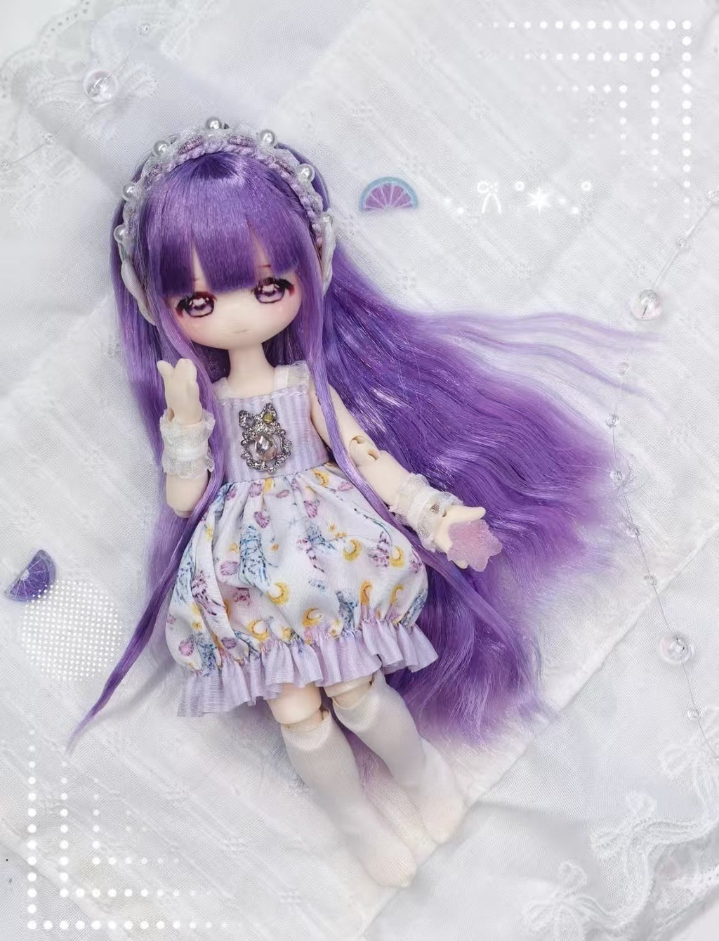 Inedible's Doll Flora Purple Stillwind Myth 15.5cm/6.1In Bjd Action Figure Gift