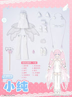 Pekopeko Chun White Magical Girl 23cm/9In Bjd Hang Card Cute Action Figure Gift