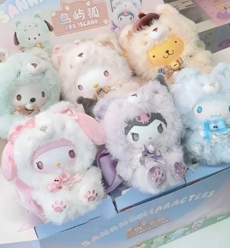 6pcs Miniso Sanrio Characters Fox Island Series Plush Blind Box Toy Set Sealed