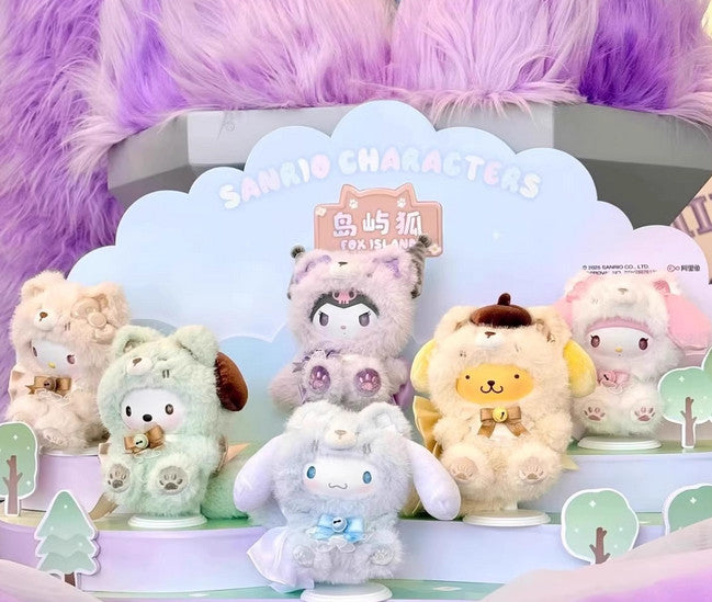 6pcs Miniso Sanrio Characters Fox Island Series Plush Blind Box Toy Set Sealed