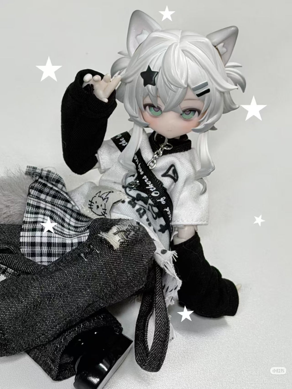 Pre-Sale Lunar Lore Meow 3 Silver Shorthair Cat 6.3In Bjd Hang Card Limited Gift