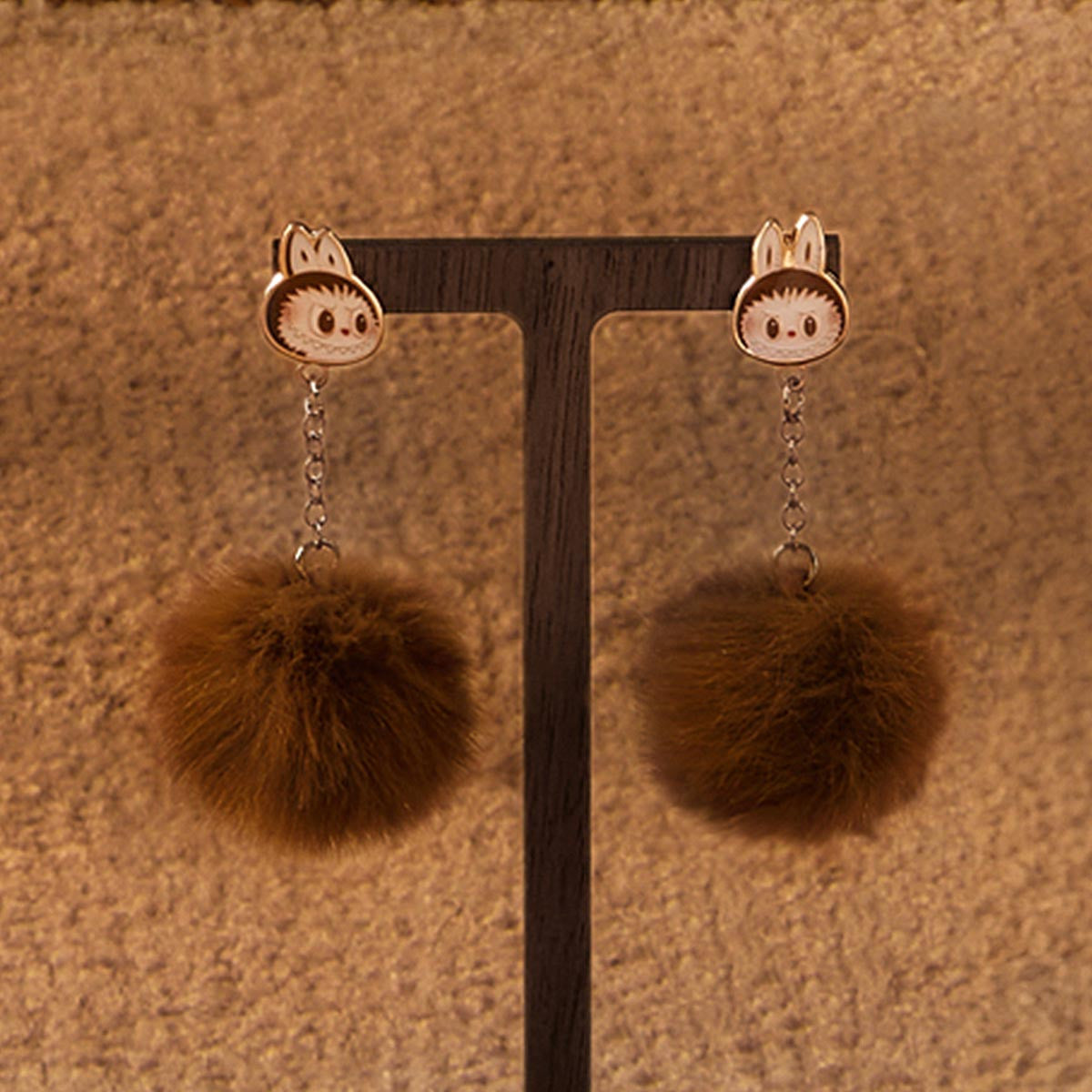 POP MART Warm Fluffy Holiday Series-LABUBU Pompom Earring 2.36INCHES Authentic