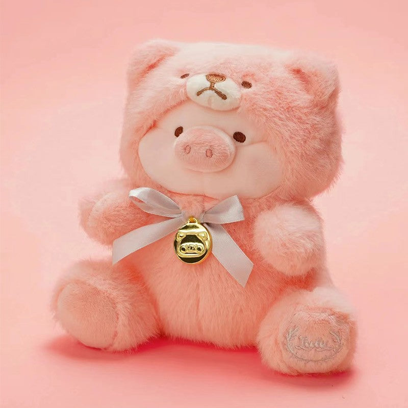 Lulu The Piggy Teddy Lavender Peach Pink Sky Blue 5.5" 11.4" Plush Doll Limited