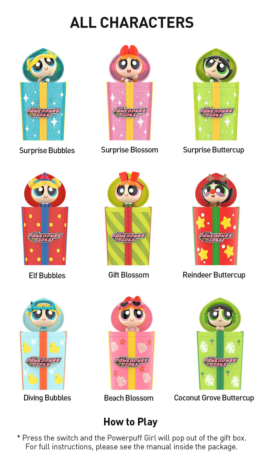 POP MART The Powerpuff Girls Party Surprise Series Figures 2.76*2.56inches