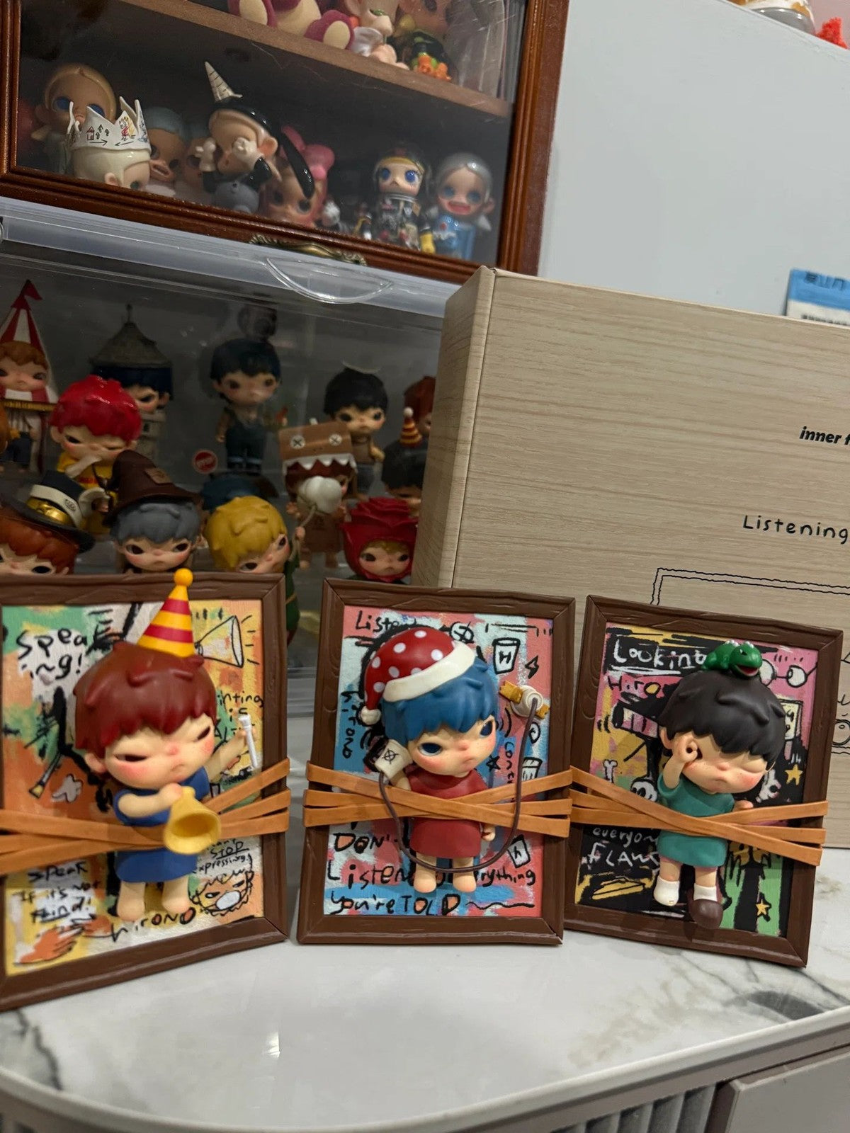 Authentic Hirono Listening Saying Seeing Series 11.2cm Figure Full Set 3