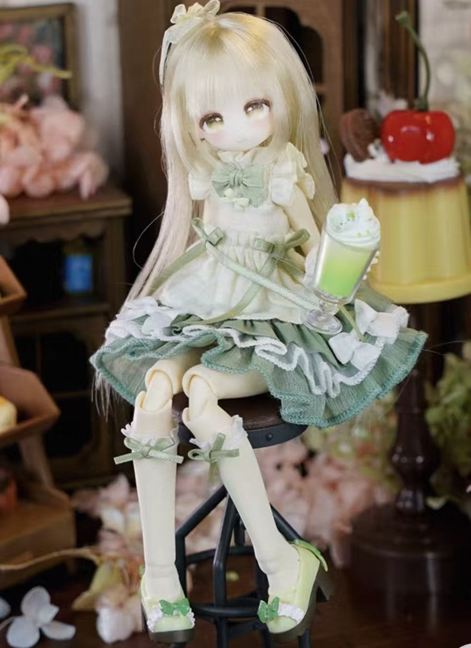 Momotale Cheese Jasmine Green Grape Milk Tea 8.6In Bjd Action Figure In Stock