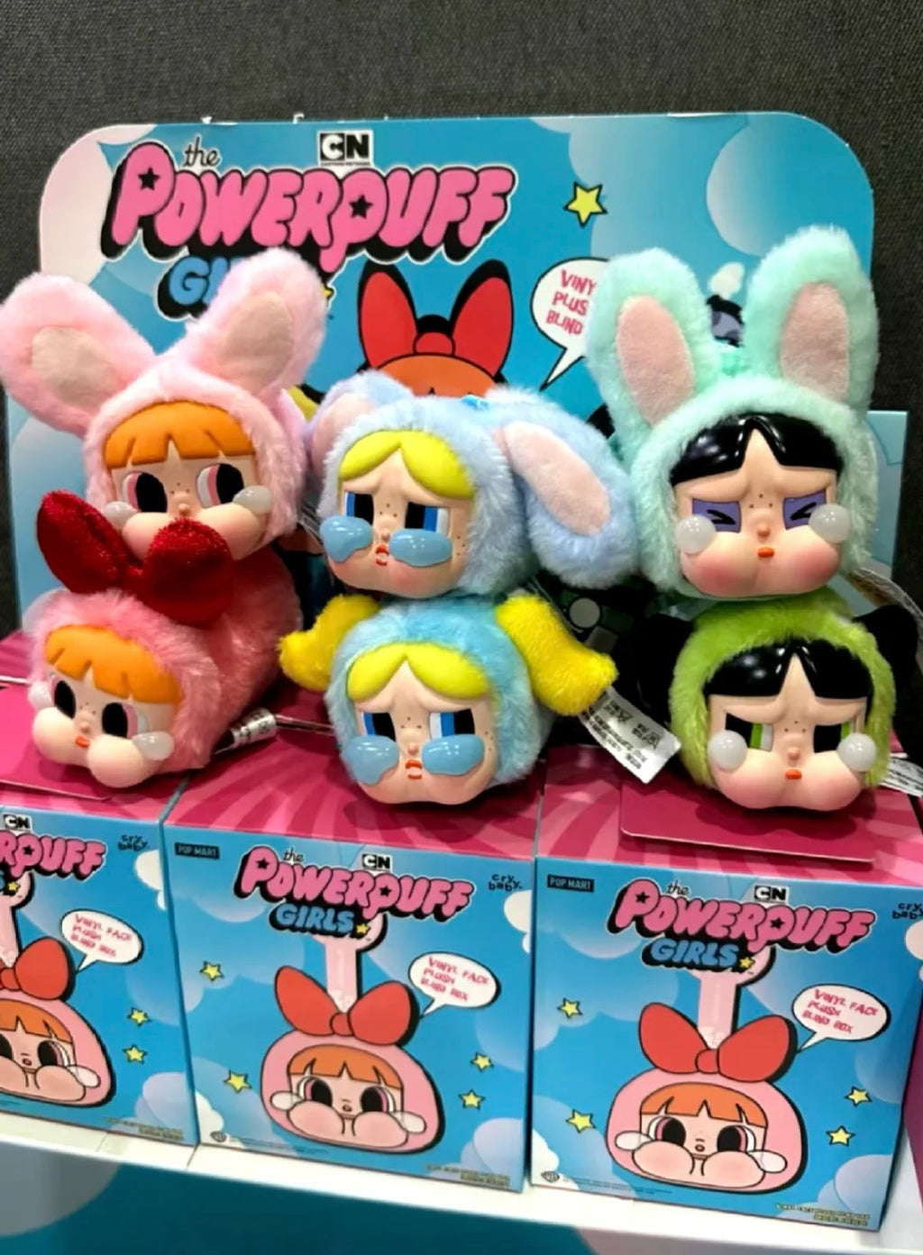 POP MART CRYBABY Powerpuff Girls Series Vinyl Face Plush Pendant Blind Box of 6