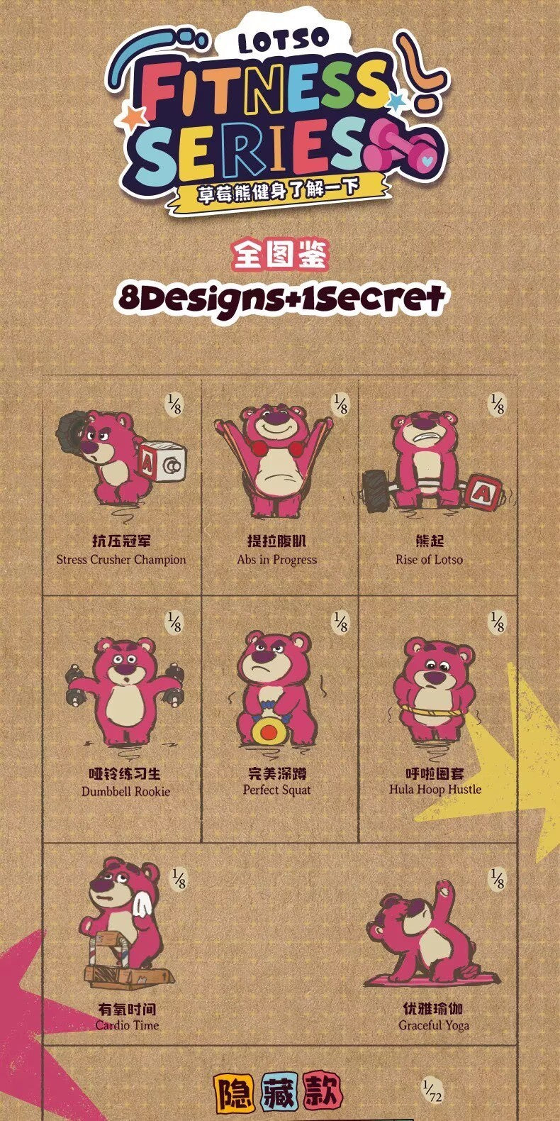 52TOYS Strawberry Bear Lotso Fitness Series Blind Box Figures Toys Gift New