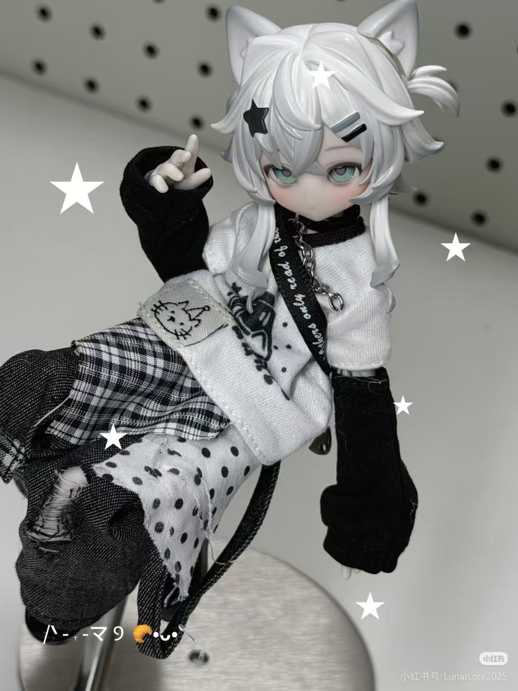 Pre-Sale Lunar Lore Meow 3 Silver Shorthair Cat 6.3In Bjd Hang Card Limited Gift
