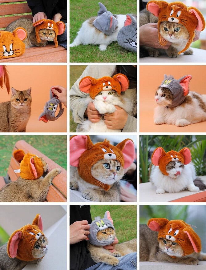Hugkis Tom and Jerry Pet Plush Head Cover Jerry Type Hat 5.5In Anime Accessory