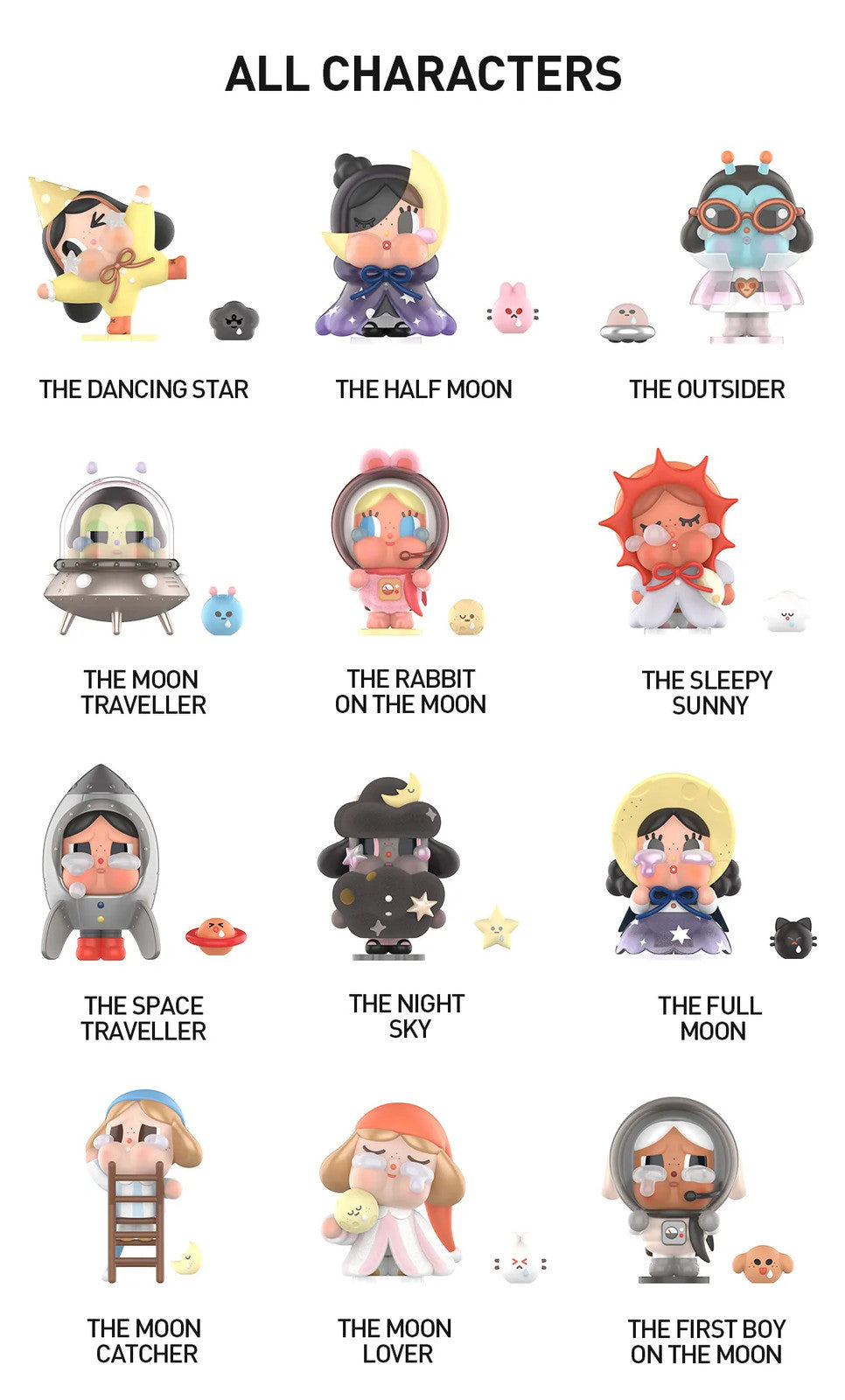 POP MART CRYBABY CRYING TO THE MOON SERIES FIGURES 3.54-3.94inches Authentic