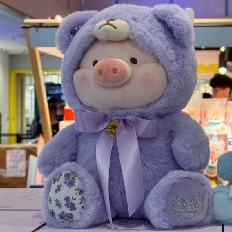 Lulu The Piggy Teddy Lavender Peach Pink Sky Blue 5.5" 11.4" Plush Doll Limited