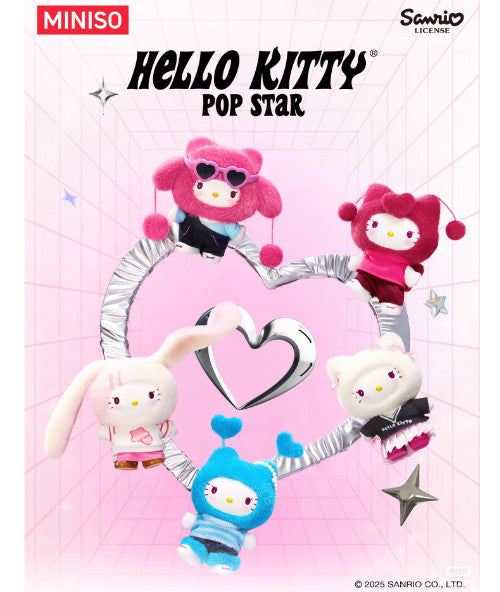 Miniso Hello Kitty Pop Star Series Plush Confirmed Blind Box Figure Gift Toy