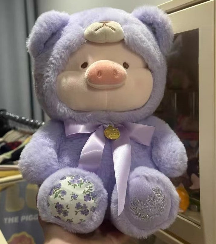 Lulu The Piggy Teddy Lavender Peach Pink Sky Blue 5.5" 11.4" Plush Doll Limited