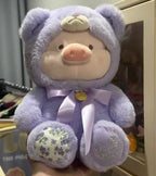 Lulu The Piggy Teddy Lavender Peach Pink Sky Blue 5.5" 11.4" Plush Doll Limited