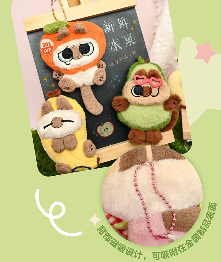 Moe Azukisan Fruity Siamese Cat 10cm/3.9In Plush Pendant Fridge Magnet Gift